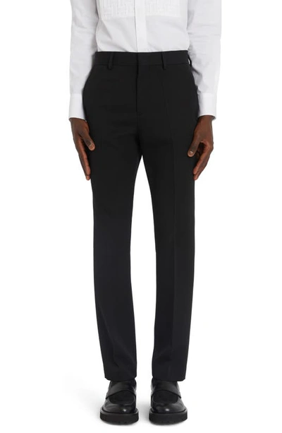 Valentino Slim Fit Virgin Wool Grisaille Dress Trousers In Nero