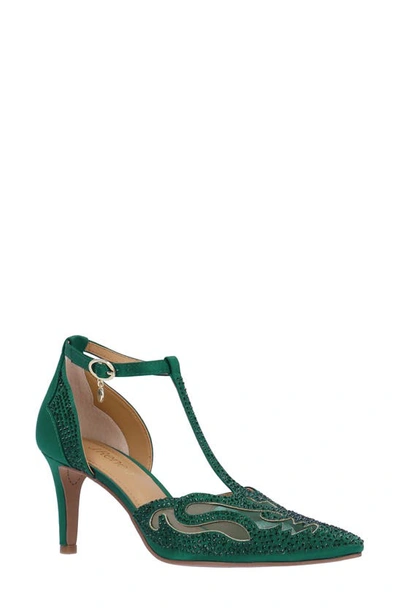 J. Reneé Lisha Rhinestone Pointed Toe Pump In Emerald