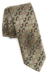 Dries Van Noten Abstract Silk Jacquard Tie In Brown