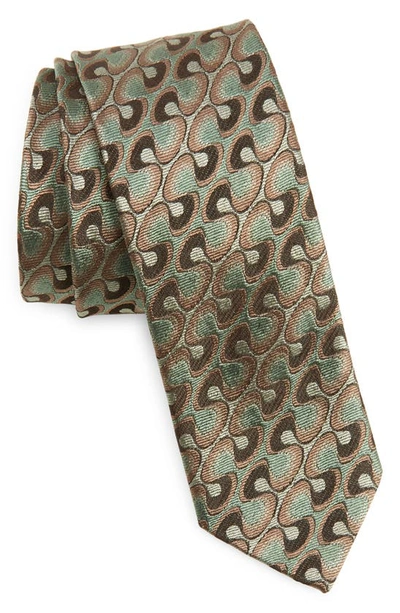 Dries Van Noten Abstract Silk Jacquard Tie In Mint