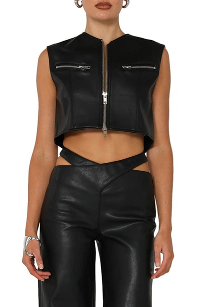 By.dyln Malcom Faux Leather Vest In Black