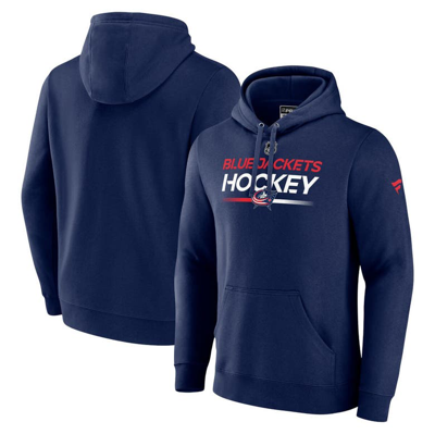 Fanatics Branded  Navy Columbus Blue Jackets Authentic Pro Pullover Hoodie