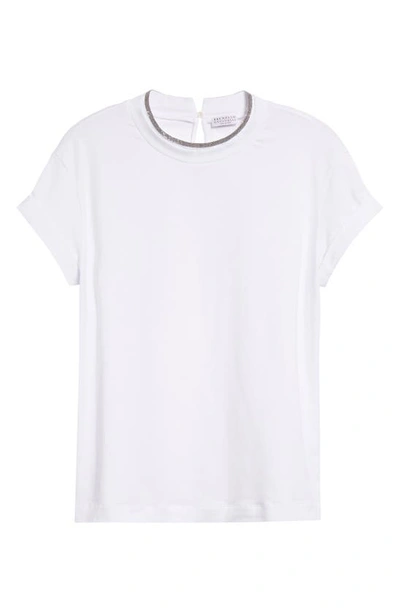 Brunello Cucinelli Monili Detail Cuff Sleeve T-shirt In White
