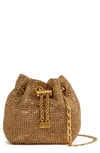 Reiss Gold Demi Crystal-embellished Woven Mini Bucket Bag
