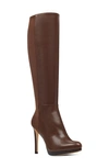 Nine West Quizme Knee High Boot In Brown Leather