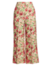 ADAM LIPPES WOMEN'S CROPPED FLORAL SIDE ZIP PANTS