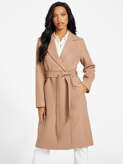 Guess Factory Adrianne Wool-blend Coat In Brown