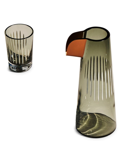 Nude Glass Parrot 2-piece Tumbler Glass Set In Green