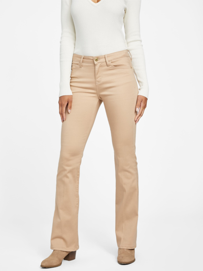 Guess Factory Lyllah Mid-rise Bootcut Jeans In Beige