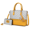 Mkf Collection By Mia K Saylor Circular M Emblem Print Women's Tote Bag With Matching Wristlet Wallet - 2 Pieces In Yellow