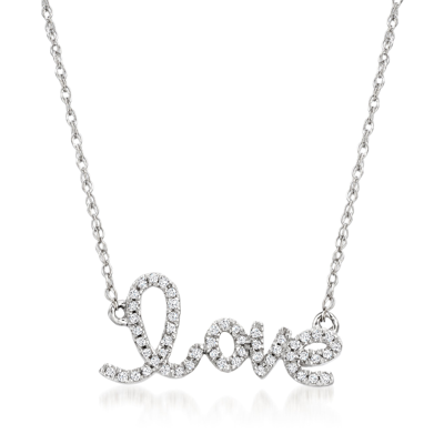 Ross-simons Diamond "love" Necklace In 14kt White Gold In Multi
