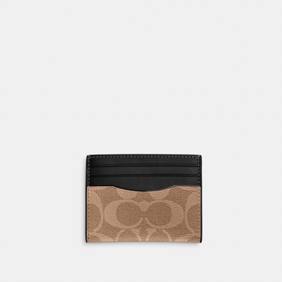 Coach Outlet Slim Id Card Case In Signature Canvas In Beige