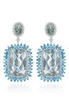 HOUSE OF FROSTED 14K WHITE GOLD PLATED STERLING SILVER BLUE TOPAZ, WHITE TOPAZ & GREEN QUARTZ DROP EARRINGS