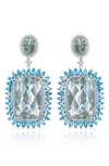 House Of Frosted 14k White Gold Plated Sterling Silver Blue Topaz, White Topaz & Green Quartz Drop Earrings In Silver/ Topaz