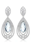 HOUSE OF FROSTED 14K WHITE GOLD PLATED STERLING SILVER BLUE TOPAZ & WHITE TOPAZ TEARDROP EARRINGS