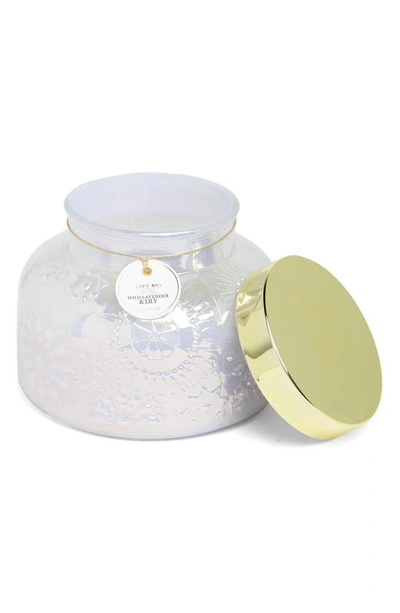 Portofino Candles Wild Lavender & Lily Scented Jar Candle In Pearl Frost