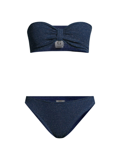 Hunza G Women's Jean Bow Two-piece Bikini Set In Navy Silver