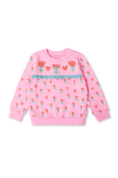 Stella Mccartney Babies' Tulip 印花棉卫衣 In Pink