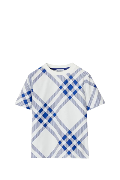 Burberry Kids' T-shirt Per Bambini Con Check All-over In Blue