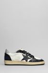 Golden Goose Ball Star Distressed Leather And Shell Sneakers In White