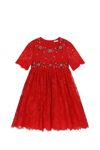 Dolce & Gabbana Gemstone-embellished Lace Dress In Red