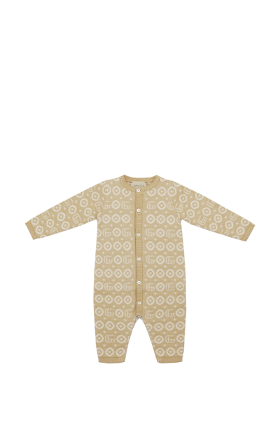 Gucci Baby Knit Romper In Beige