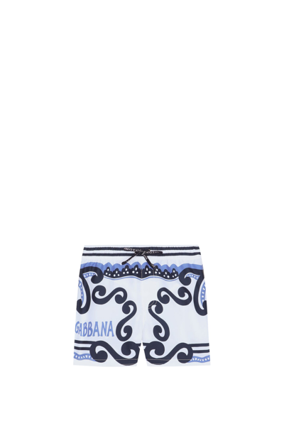 Dolce & Gabbana Babies' Graphic-print Swim Shorts In White