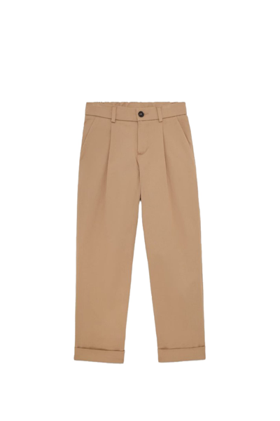 Fendi Kids' Pants With Front Pleats In Brown