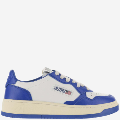 Autry Medalist Low Leather Sneakers In Wht/pblue