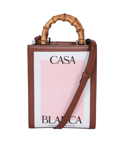 Casablanca Mini Casa Canvas Tote Bag In Pink