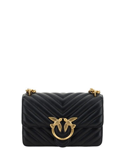 Pinko Mini Love Shoulder Bag In Nero/antique