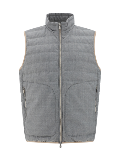 Brunello Cucinelli Down Vest In Grey