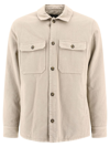 Apc Long Sleeved Buttoned Overshirt In Beige