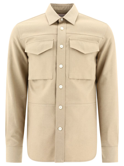 Alexander Mcqueen Military Pocket Sht In Beige