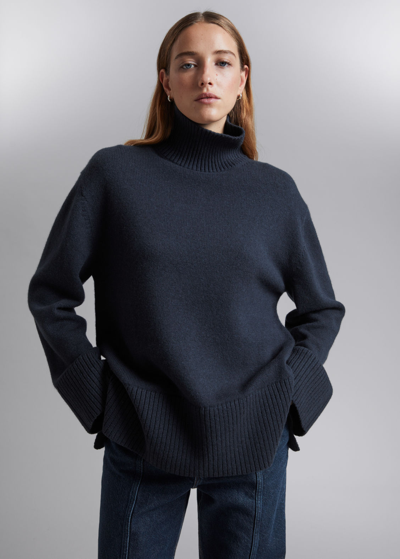 Other Stories Oversized Turtleneck Merino Sweater In Blue