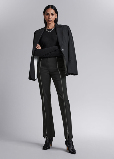 Other Stories Zipper-detailed Trousers In Black