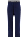 Marni Deep Navy Straight Pants With Logo-detail Waistband In Blue