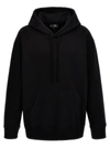 Mm6 Maison Margiela Wool Blend Hooded Sweatshirt With Embroidered Detail In Black