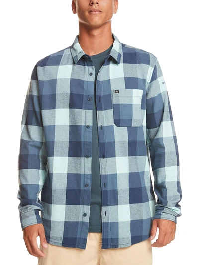 Quiksilver Motherfly Mens Flannel Check Print Button-down Shirt In Blue