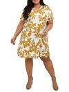 MAREE POUR TOI WOMENS FLORAL RUFFLE SLEEVE SHIFT DRESS