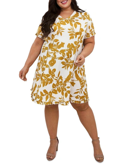 Maree Pour Toi Womens Floral Ruffle Sleeve Shift Dress In Yellow