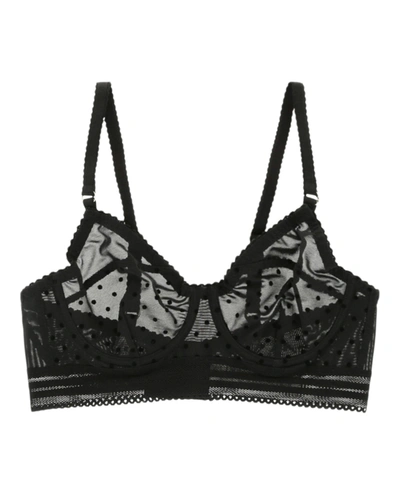 Stella Mccartney Velet Polka Dot Bra In Black