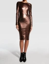 As By Df Mrs. Smith Stretch Leather Knee-length Dress In Gold