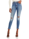 MOTHER THE STUNNER WOMENS RIPPED FRAYED HEM ANKLE JEANS