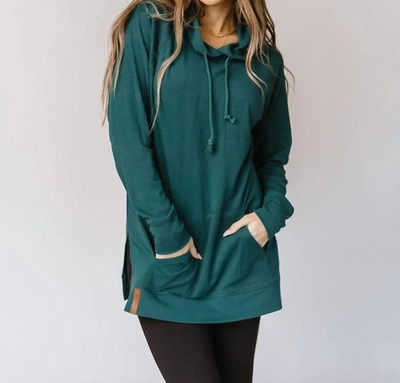 Ampersand Ave Sideslit Hoodie In Teal In Green