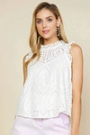 SKIES ARE BLUE LACE EYELET CAMI TOP IN WHITE