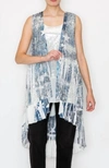Origami Denim Star Sequin Vest In Grey In Grey