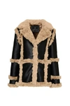 UNREAL FUR GATE KEEPER JACKET IN BLACK AND BEIGE