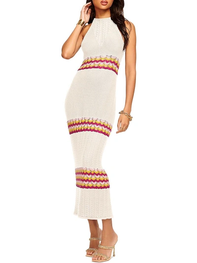 Ramy Brook Haidyn Womens Crochet Halter Maxi Dress In White