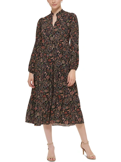 Jessica Howard Petites Womens Paisley Calf Midi Dress In Multi